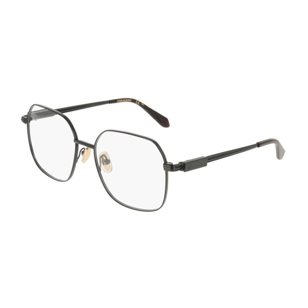 Salvatore Ferragamo Eyeglasses Square Full Rim, Black Frame and Clear Demo Lens